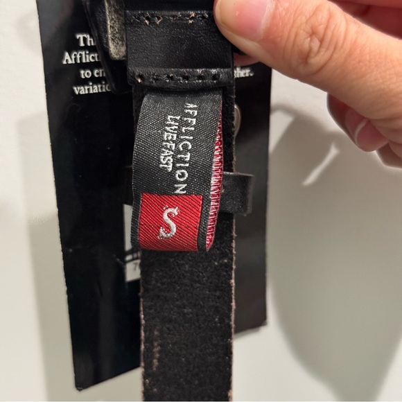 Affliction Unisex Rome Belt Black Leather Two Straps Size Small 36” Grunge Y2K - Picture 7 of 13